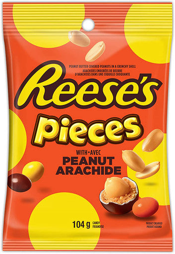 Reese's Pieces Peanut Peg Bag, 104g/3.7oz. Bag Front Side